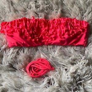 VS fringe neon pink swim bikini top